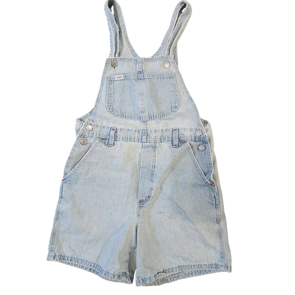 Thrashed 70s Lee Denim Shortalls Overalls‎ Light Wash Worn Distressed Size xxs